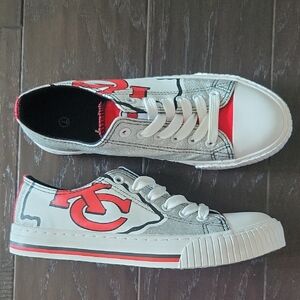 Kansas City Chiefs Red/White/Silver Low-Top Sneakers-Fits Like 6 or 6.5